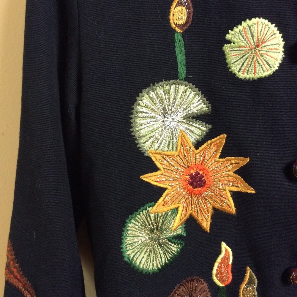 Daniel K Embroidered Patch Work Black Jacket. Med… - image 3